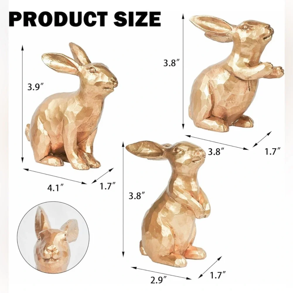 Accents | Nwt Resin Vintage Gold Bunny Decor Rabbit Figurines Small ...